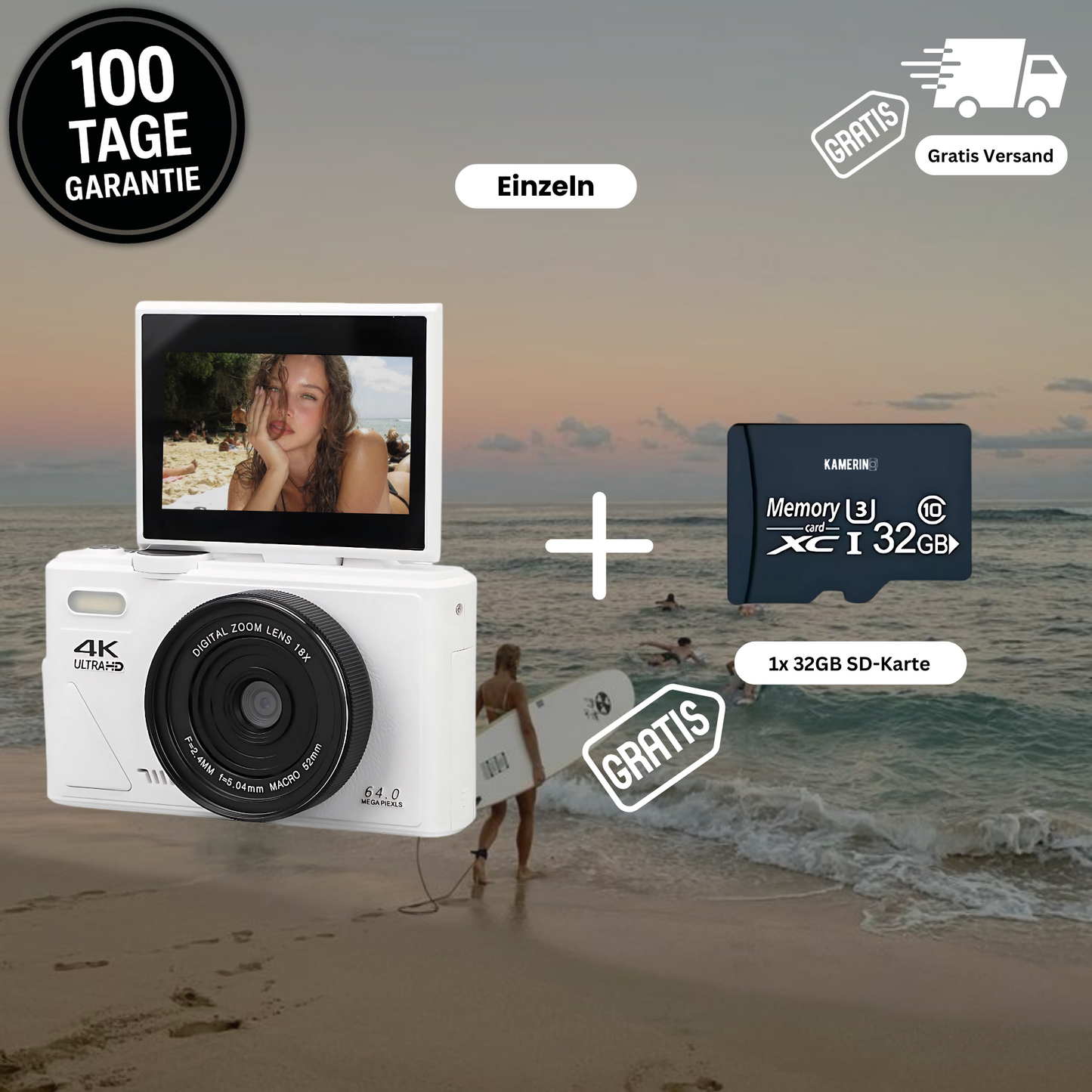 Kamerino 4K Flip-Screen Digitalkamera