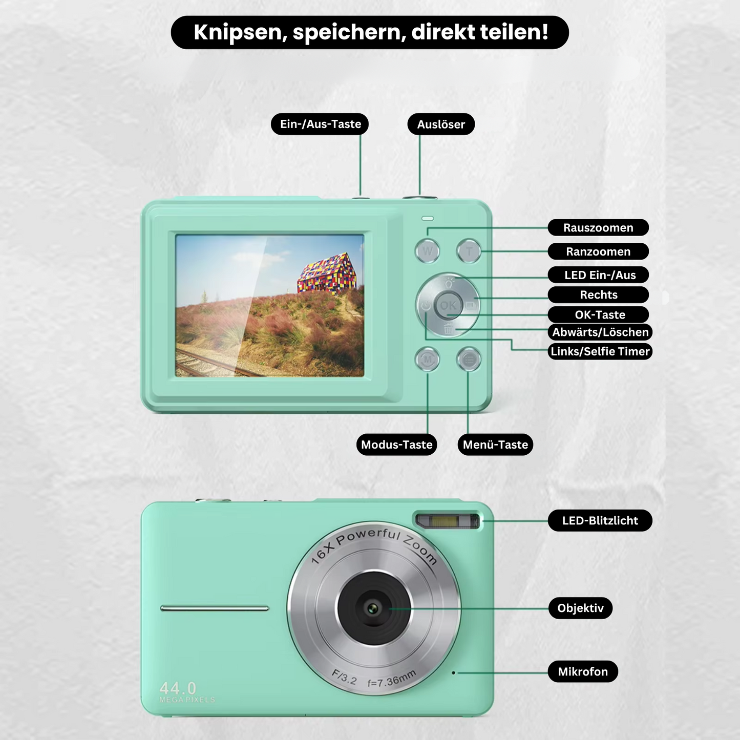 Kamerino Digitalkamera Vintage (fast bundle)