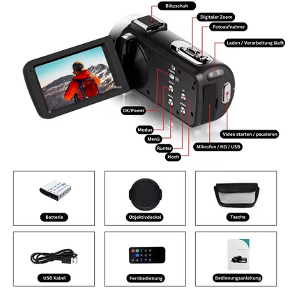 Kamerino 4K Camcorder mit Drehdisplay