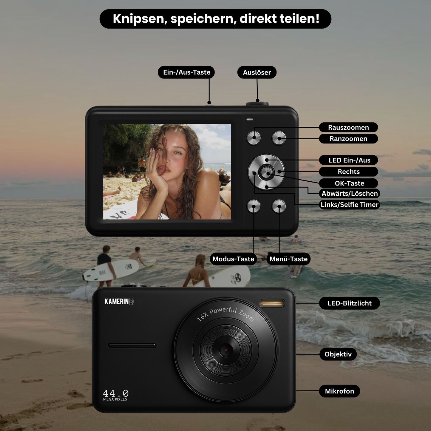 Kamerino Digitalkamera Vintage - All-Inclusiv-Set